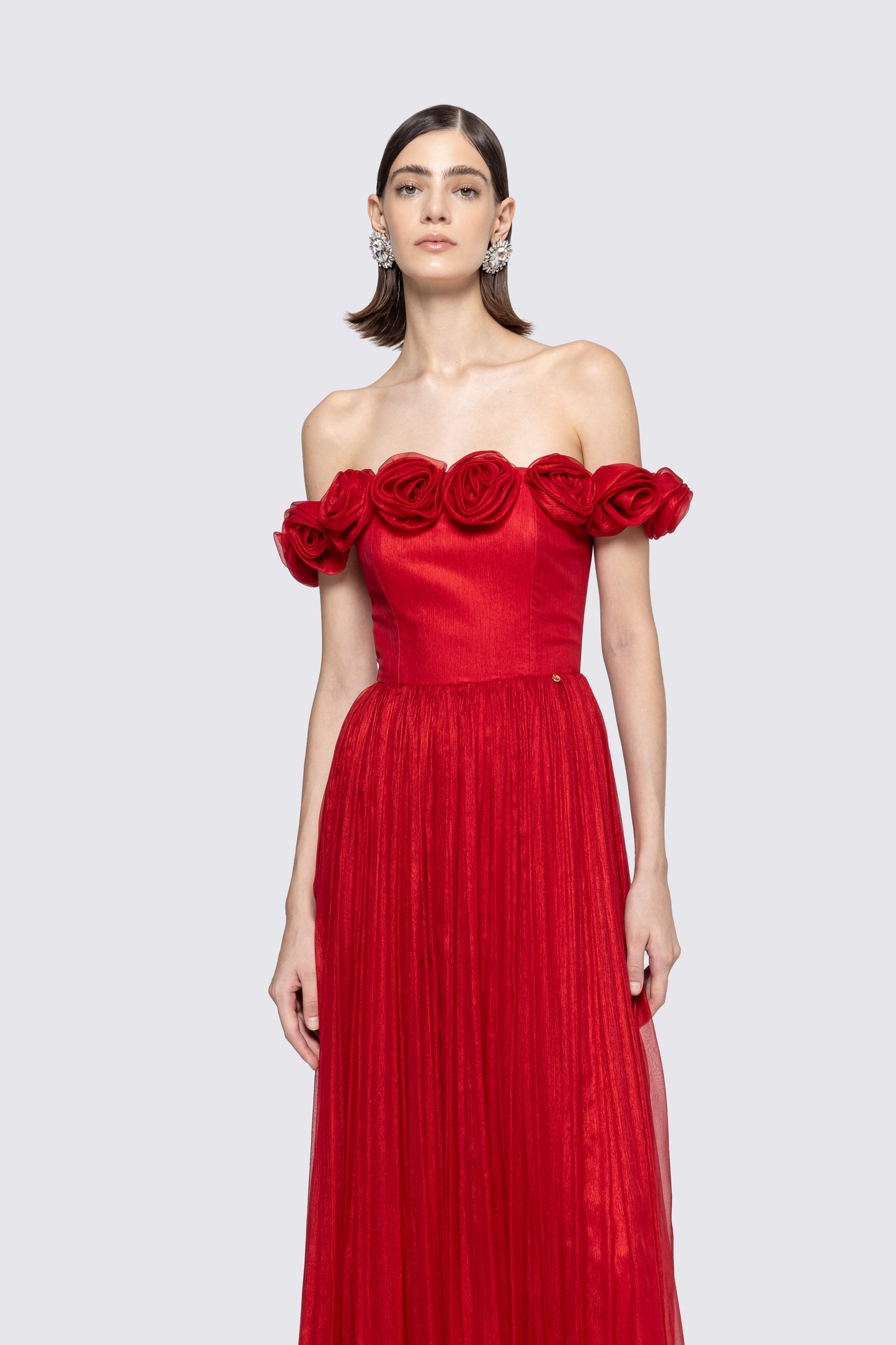 Floral-appliqué silk maxi dress NISSA