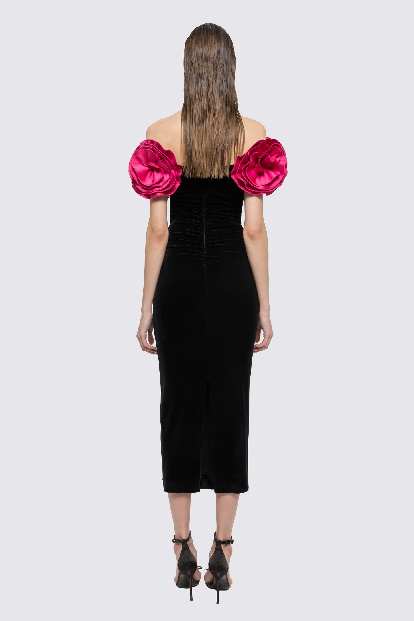 Floral-detail velvet midi dress NISSA