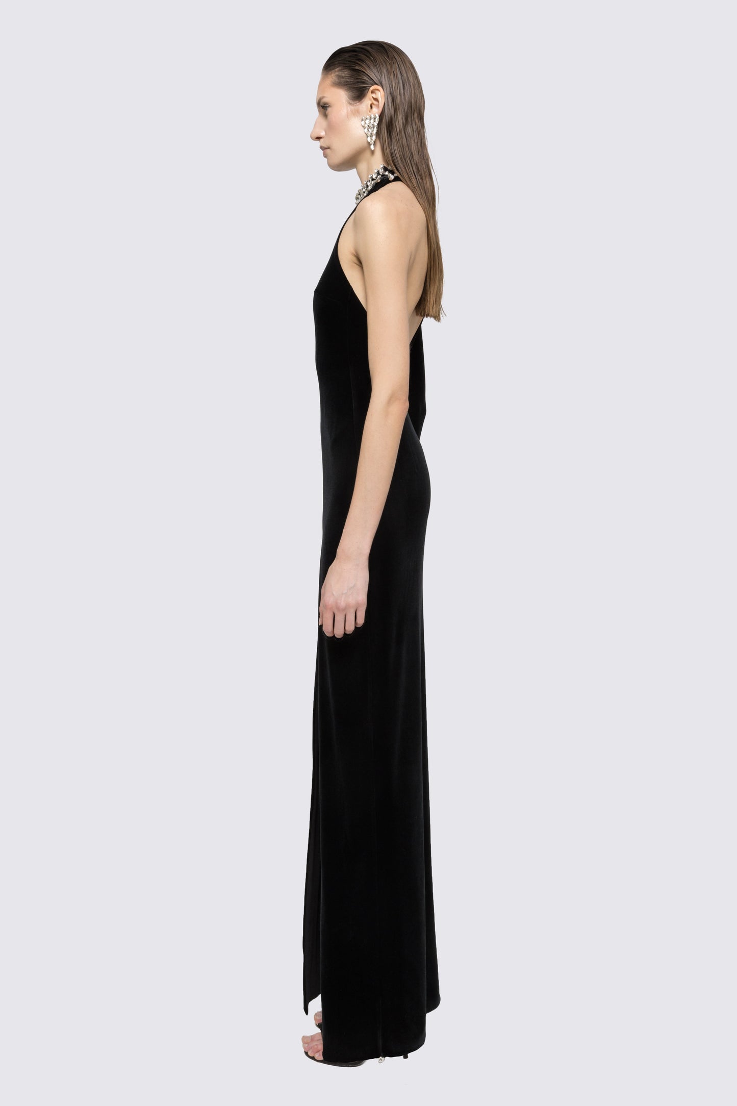 Backless velvet maxi dress NISSA