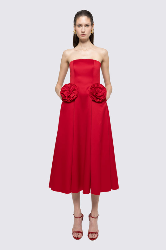 Floral-appliqué taffeta midi dress NISSA
