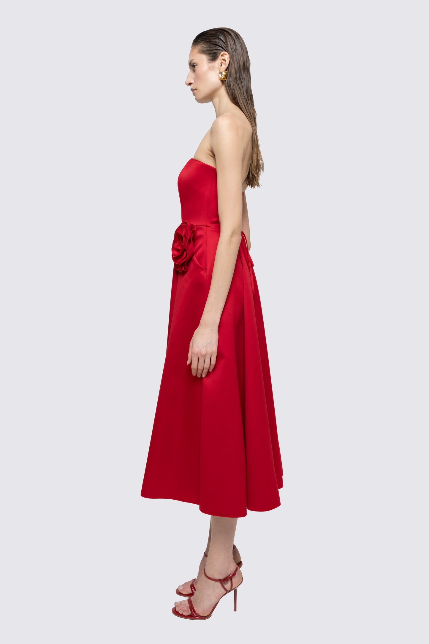 Floral-appliqué taffeta midi dress NISSA
