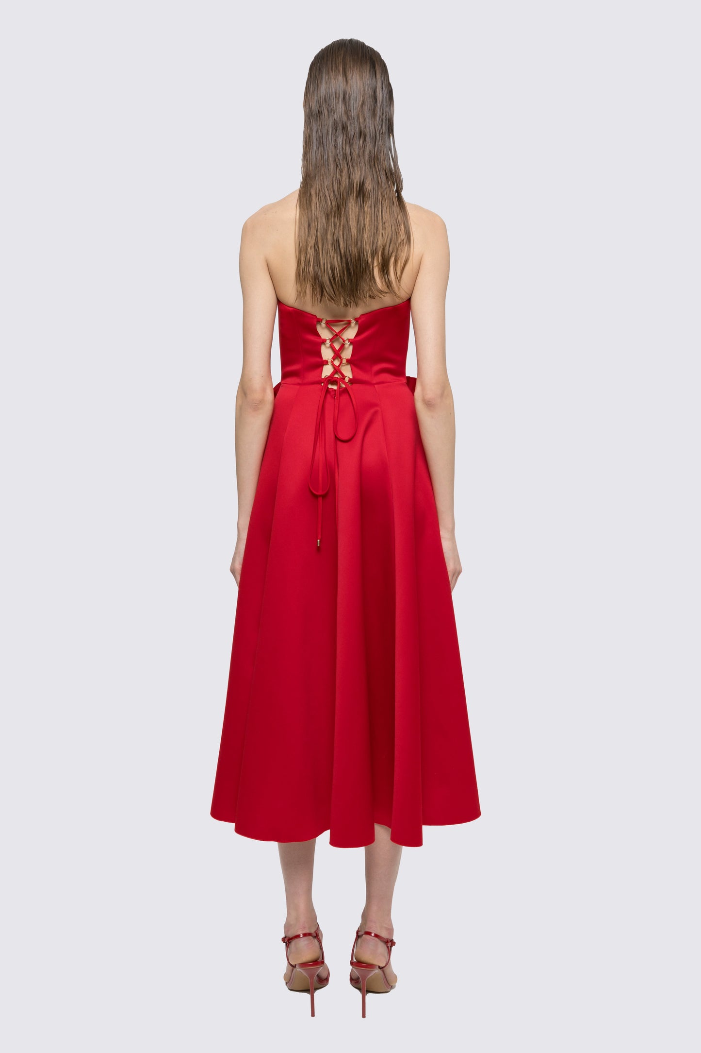 Floral-appliqué taffeta midi dress NISSA