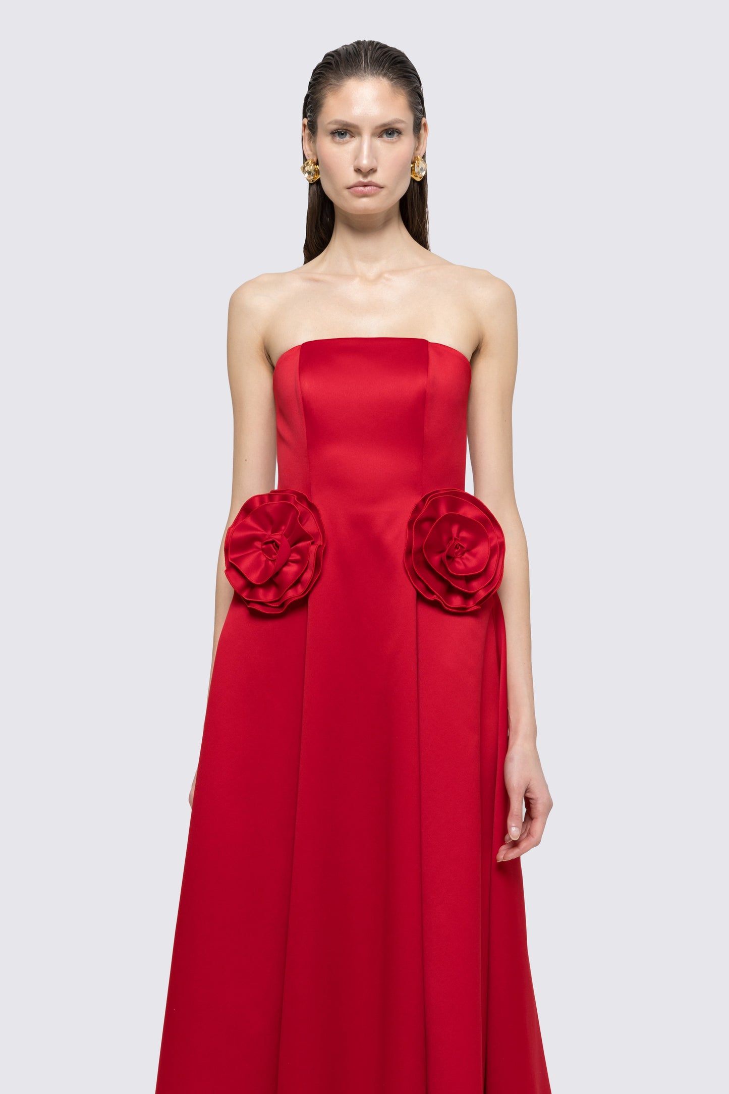 Floral-appliqué taffeta midi dress NISSA