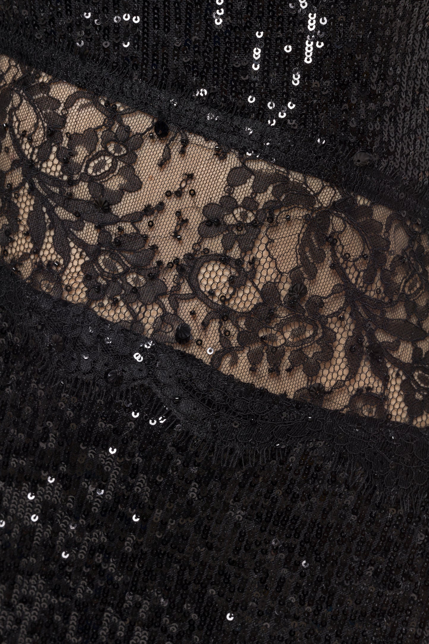 Lace insert sequined midi dress NISSA