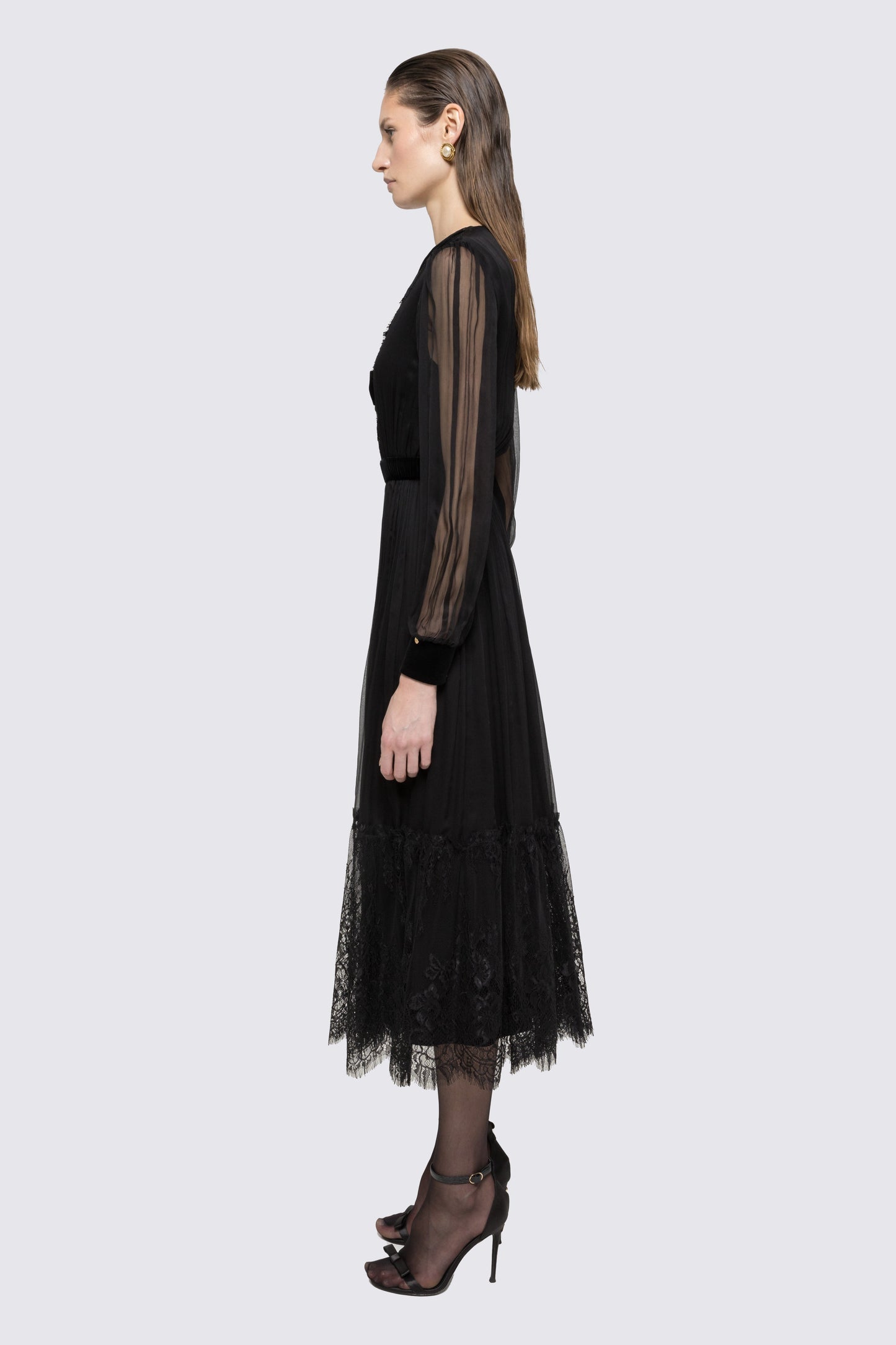 Pearl-detail silk midi dress NISSA