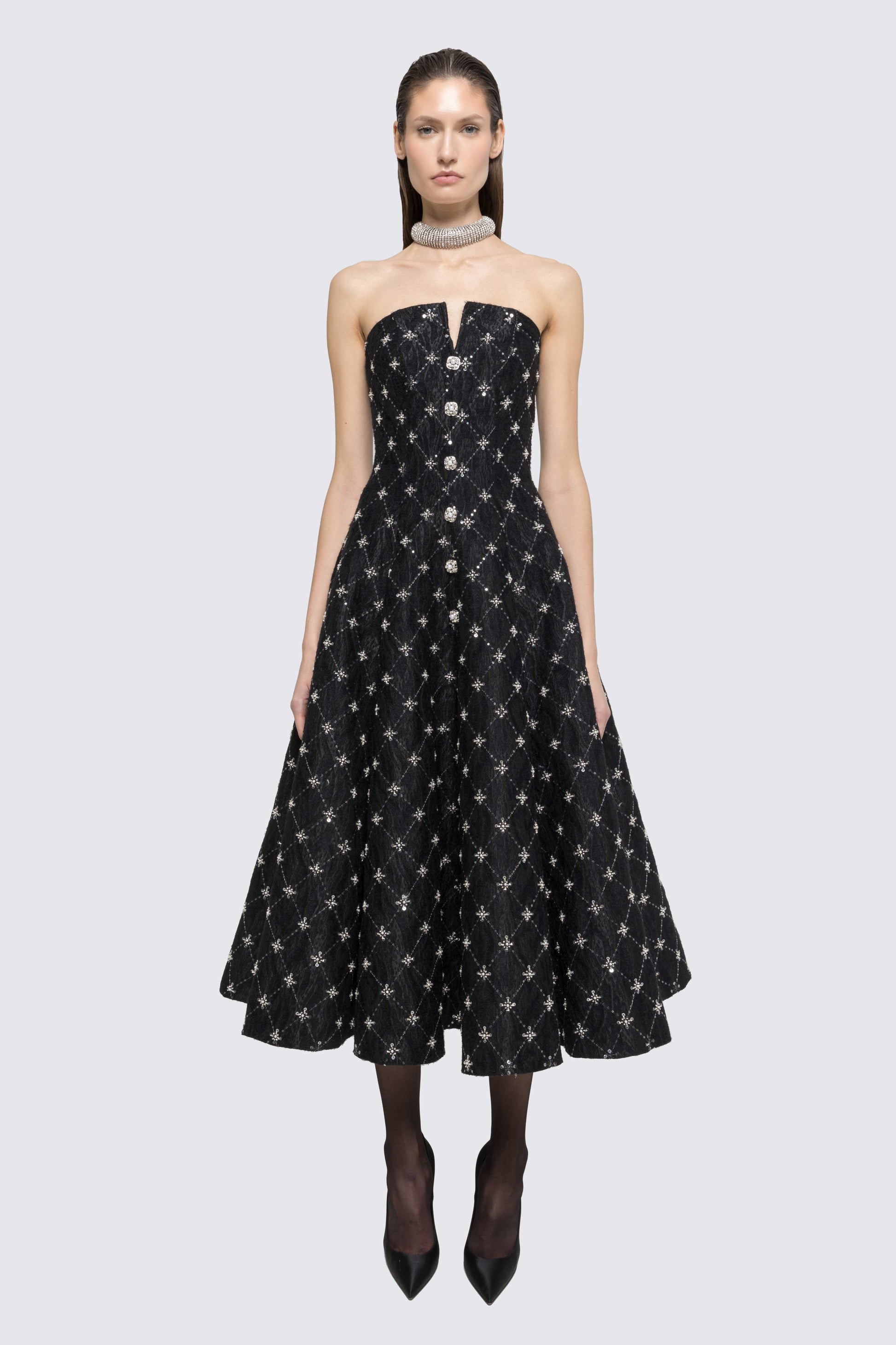 embroidered jacquard dress Women's Cream Jacquard Embroidered Skater Mini Dress