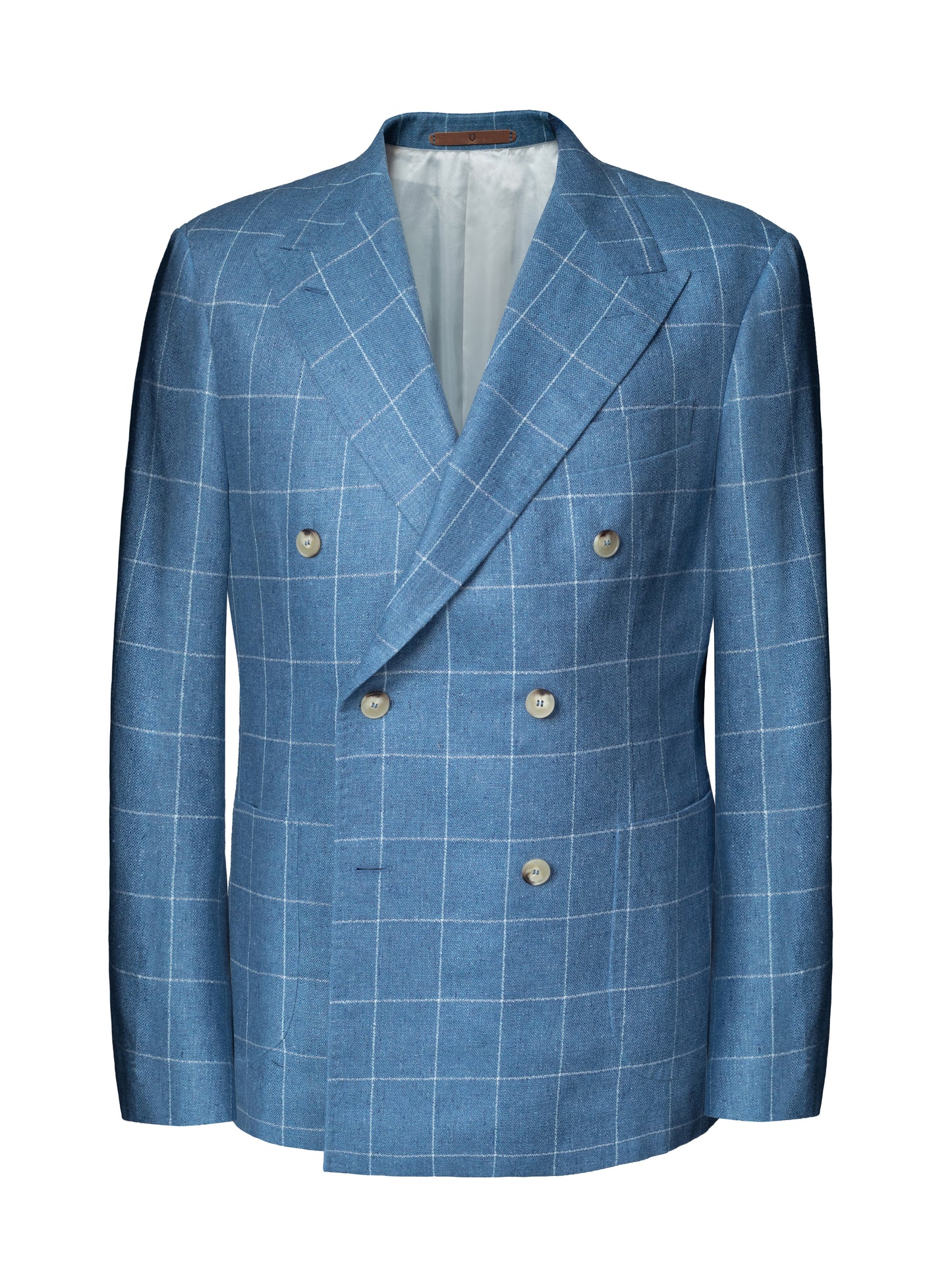 Blue double-breasted checked blazer INDPOSHIV
