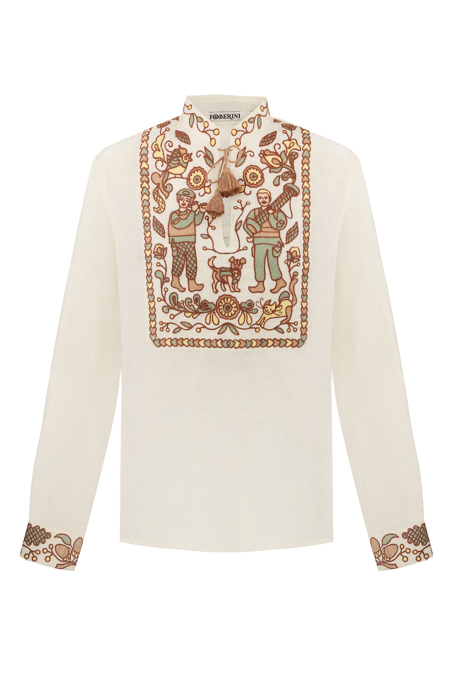 "Embroidery history" beige shirt FOBERINI