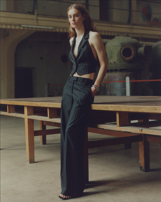 Black striped vest and low-waisted trousers (set) NOVITSKA