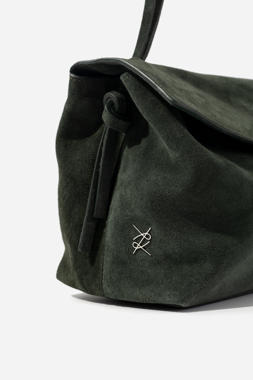 REBECCA GRANDE grey-green suede bag KACHOROVSKA
