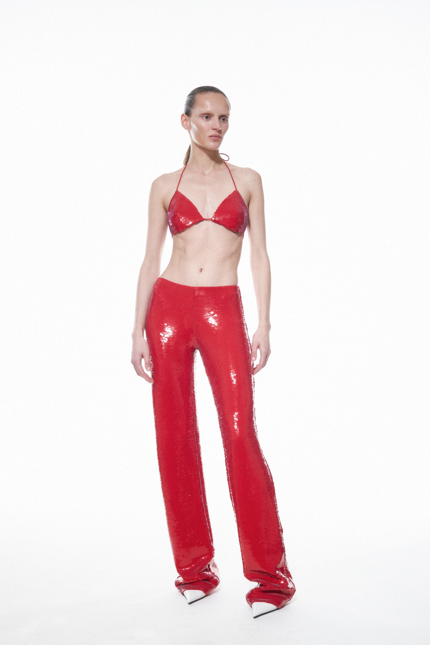 Jade Sequin Red Trousers NUÉ