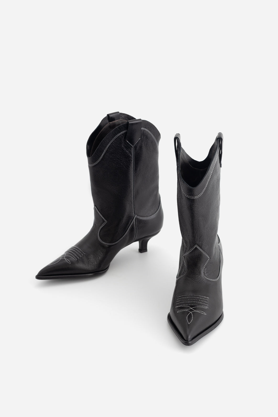 GWEN black leather cowboy boots KACHOROVSKA