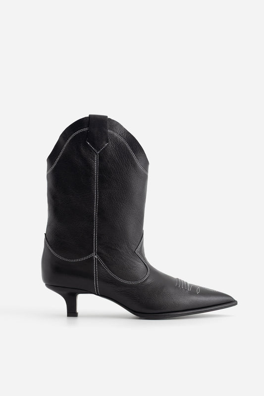 GWEN black leather cowboy boots KACHOROVSKA