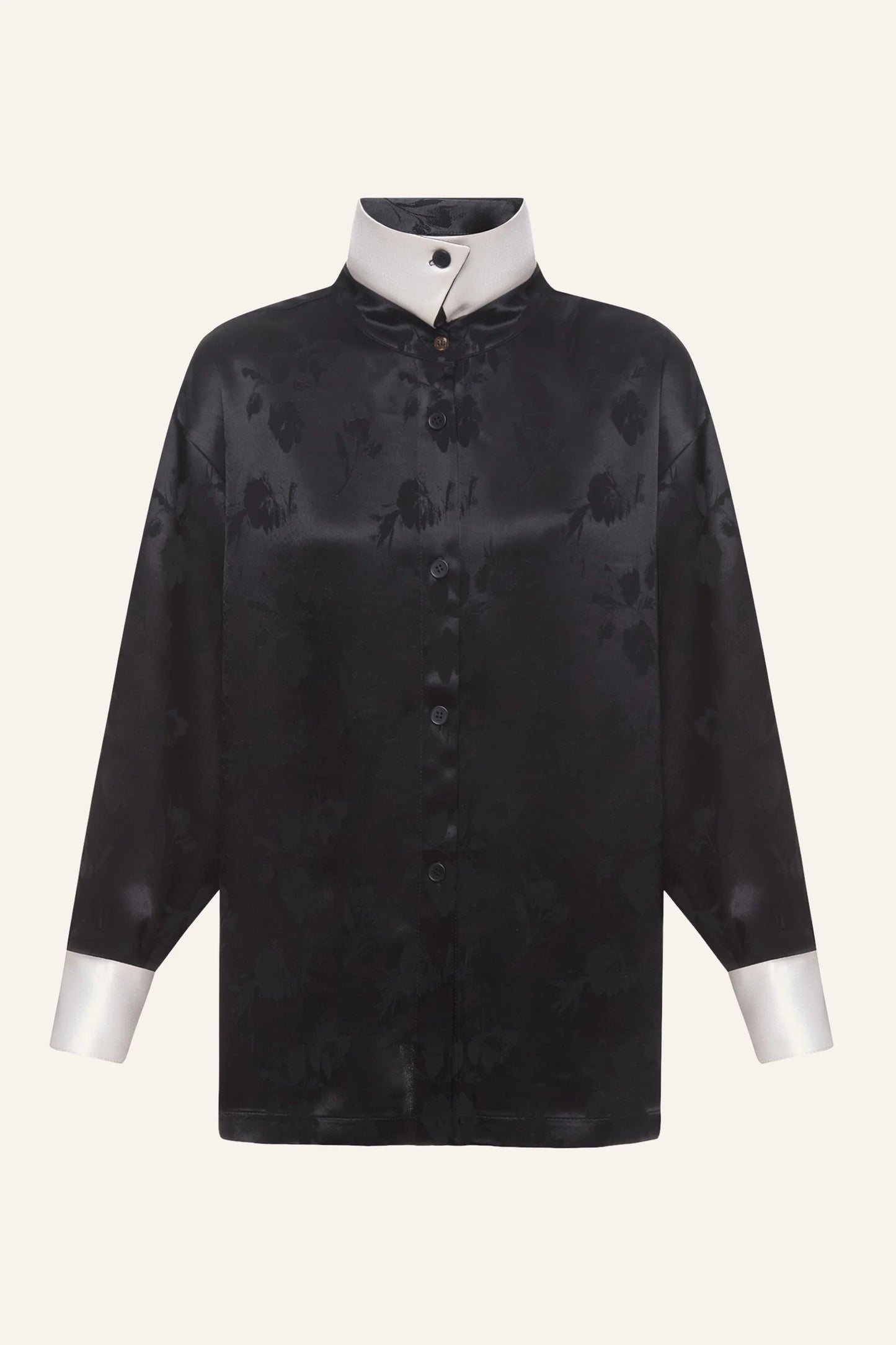 BLACK FLOWERS VISCOSE SHIRT  KATERINA KVIT