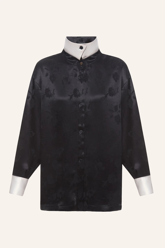 BLACK FLOWERS VISCOSE SHIRT  KATERINA KVIT