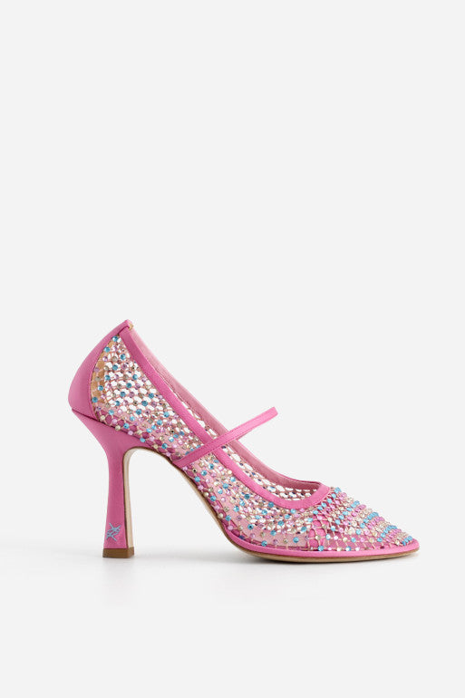 Jerry Pink Shoes With Multicolored Crystals Kachorovska
