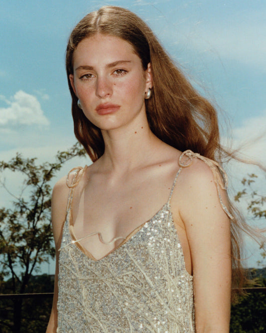 Disco mini dress with handmade detailing NOVITSKA