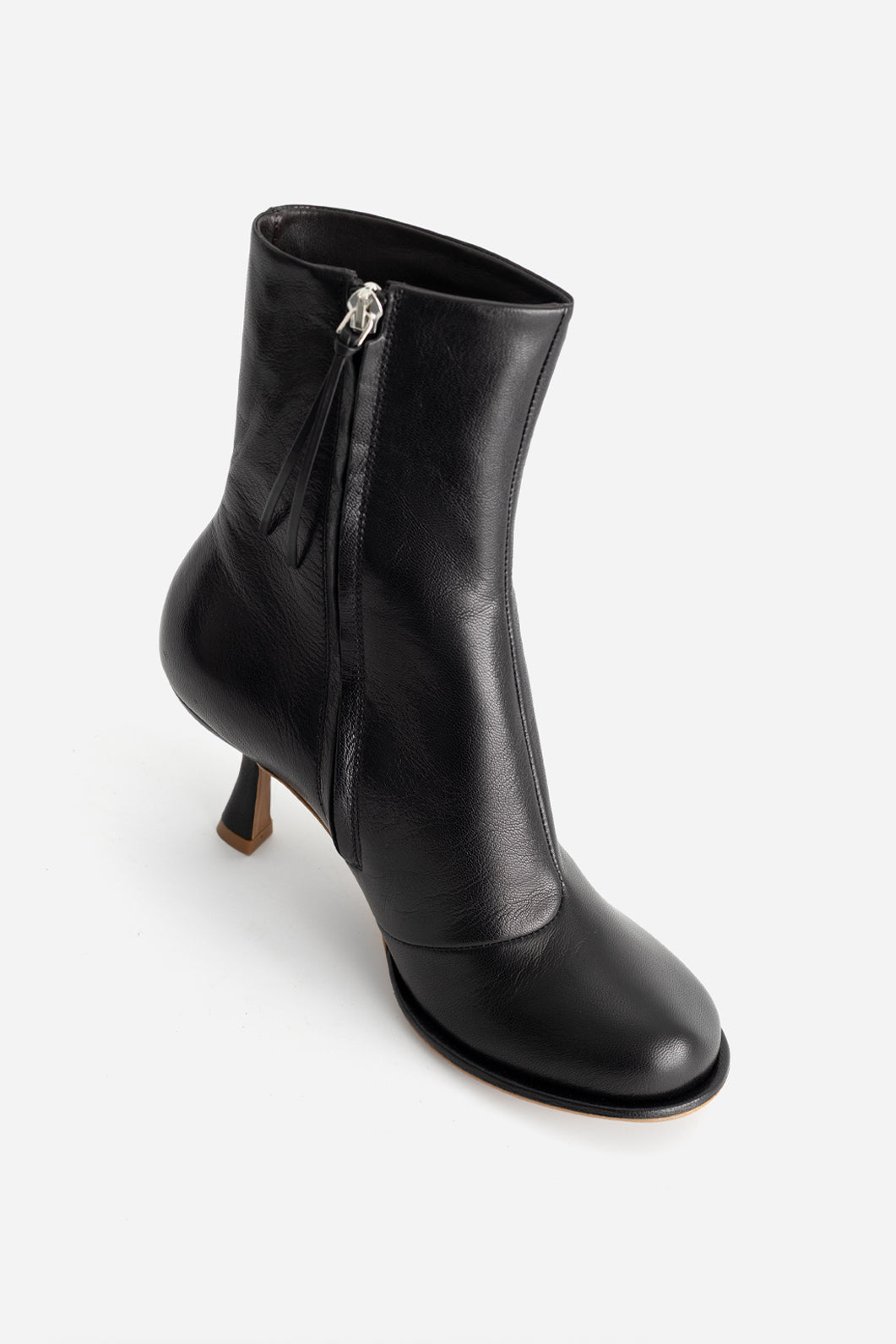 BLANCA black leather ankle boots with zipper KACHOROVSKA