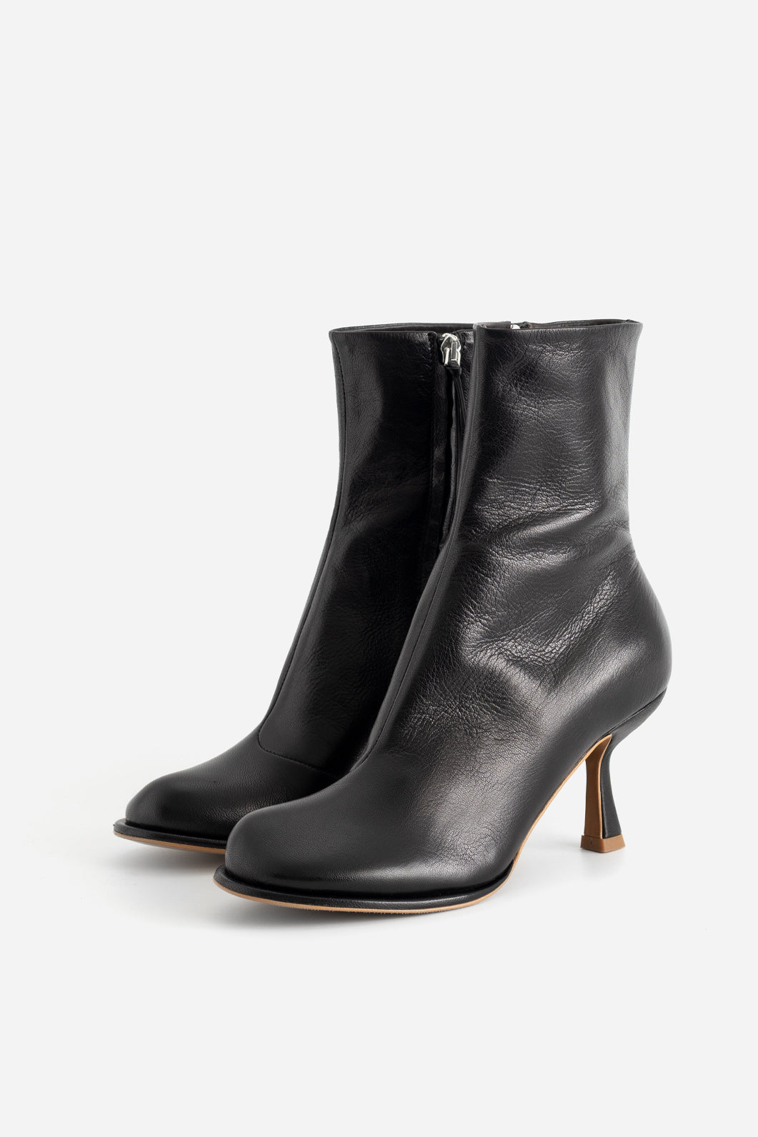 BLANCA black leather ankle boots with zipper KACHOROVSKA