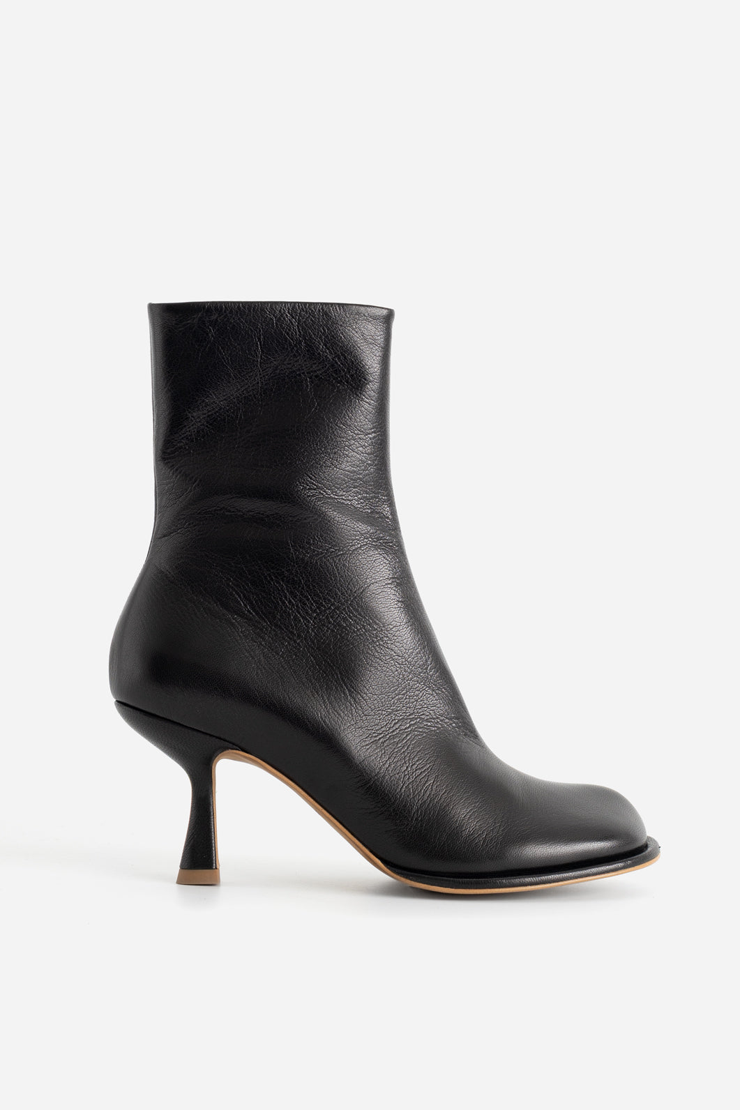 BLANCA black leather ankle boots with zipper KACHOROVSKA