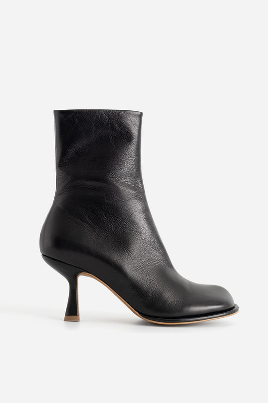 BLANCA black leather ankle boots with zipper KACHOROVSKA
