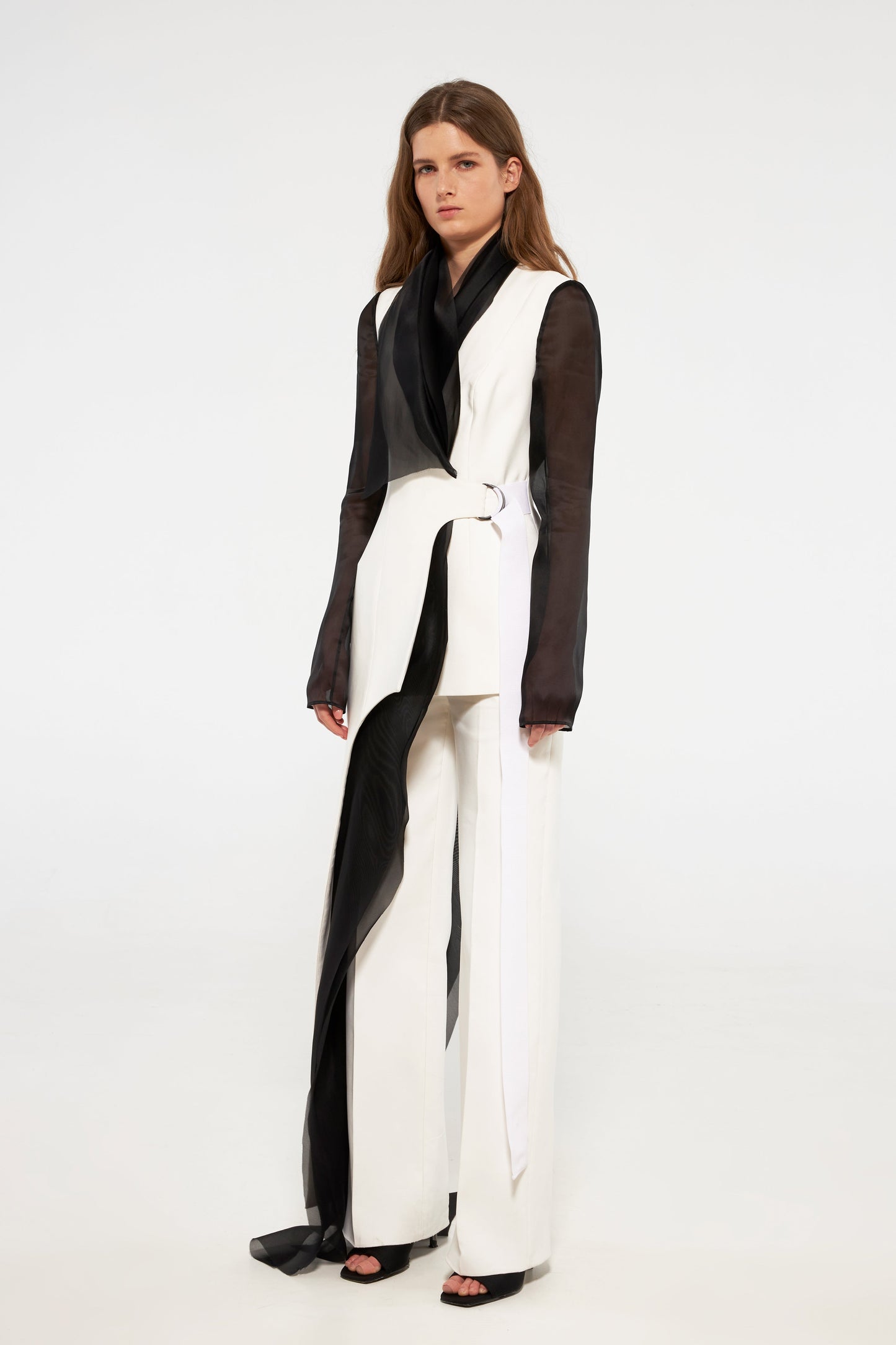 Contrast tuxedo jacket with organza layers VALERY KOVALSKA
