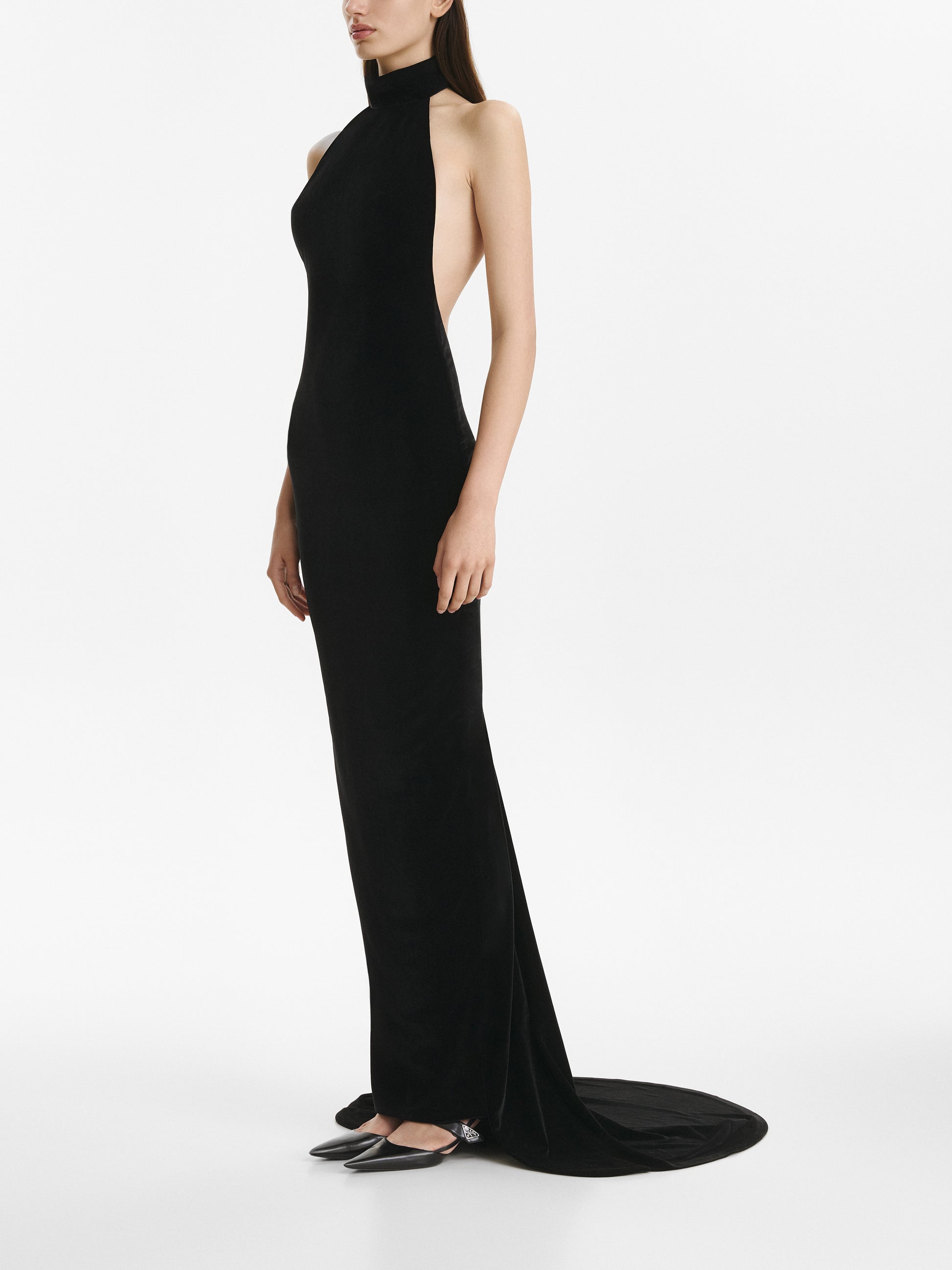 Open-Back Velvet Gown VESTIAIRE D'UN OISEAU LIBRE – Angel for Fashion