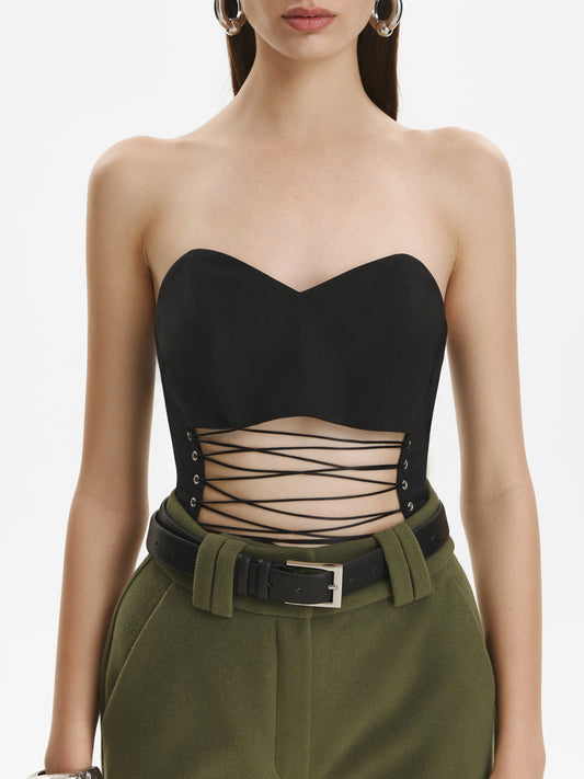 Lace-Up Corset Top VESTIAIRE D'UN OISEAU LIBRE