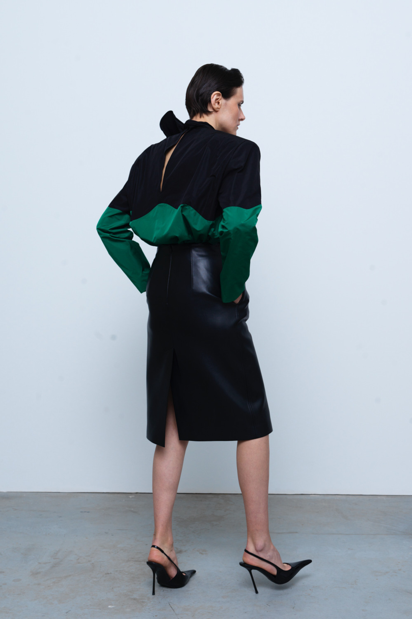 SKIRT #08 — Faux Leather Skirt with Hip Pads GUDU