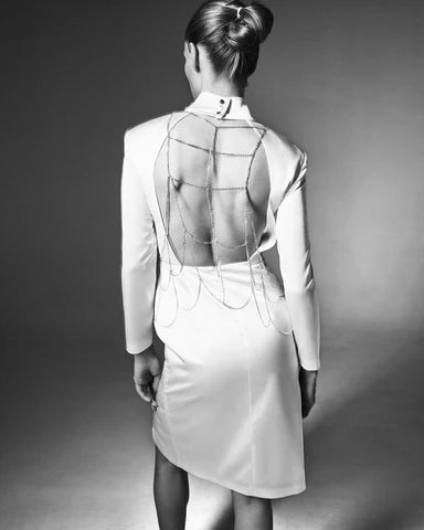 Midi satin dress with an open back NOVITSKA