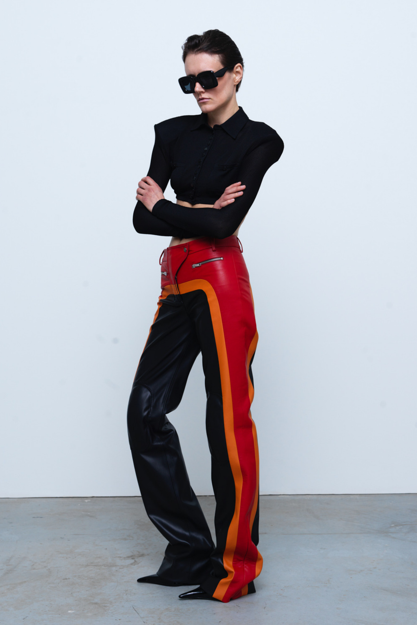 TROUSERS #04 — Faux Leather Patchwork Trousers GUDU