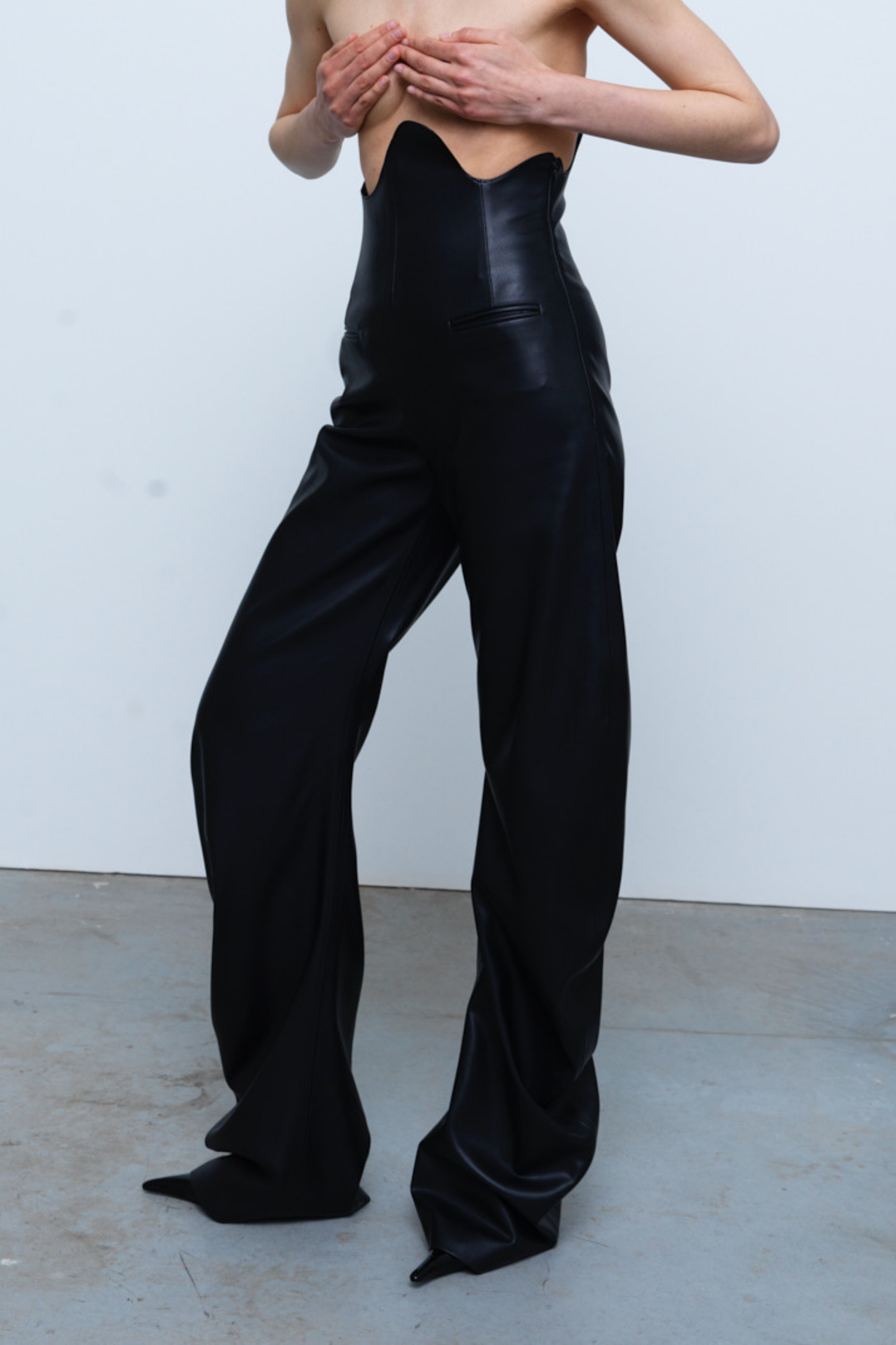 TROUSERS #01 — High Waist Faux Leather Trousers GUDU