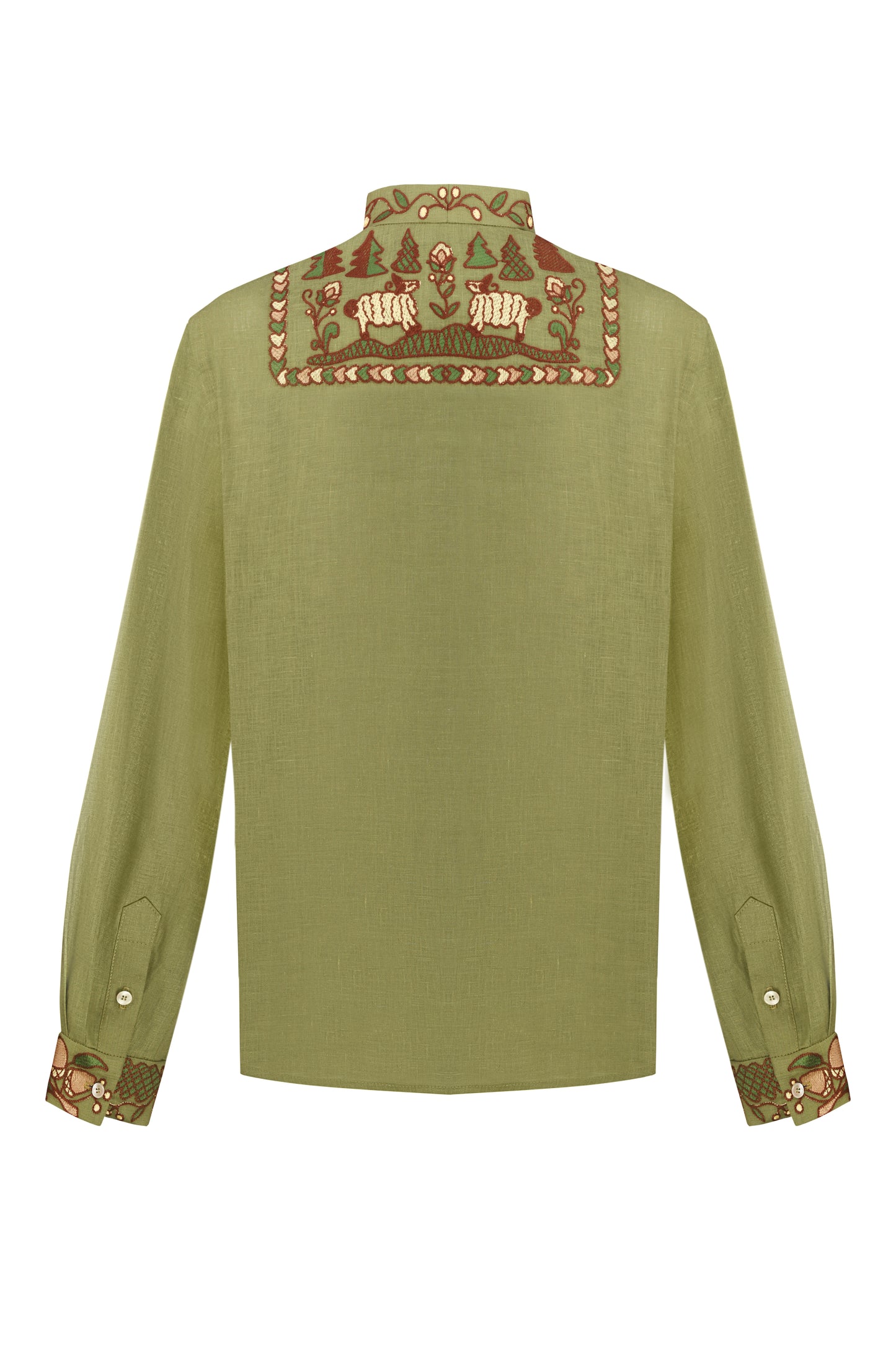 "Embroidery history" khaki shirt FOBERINI