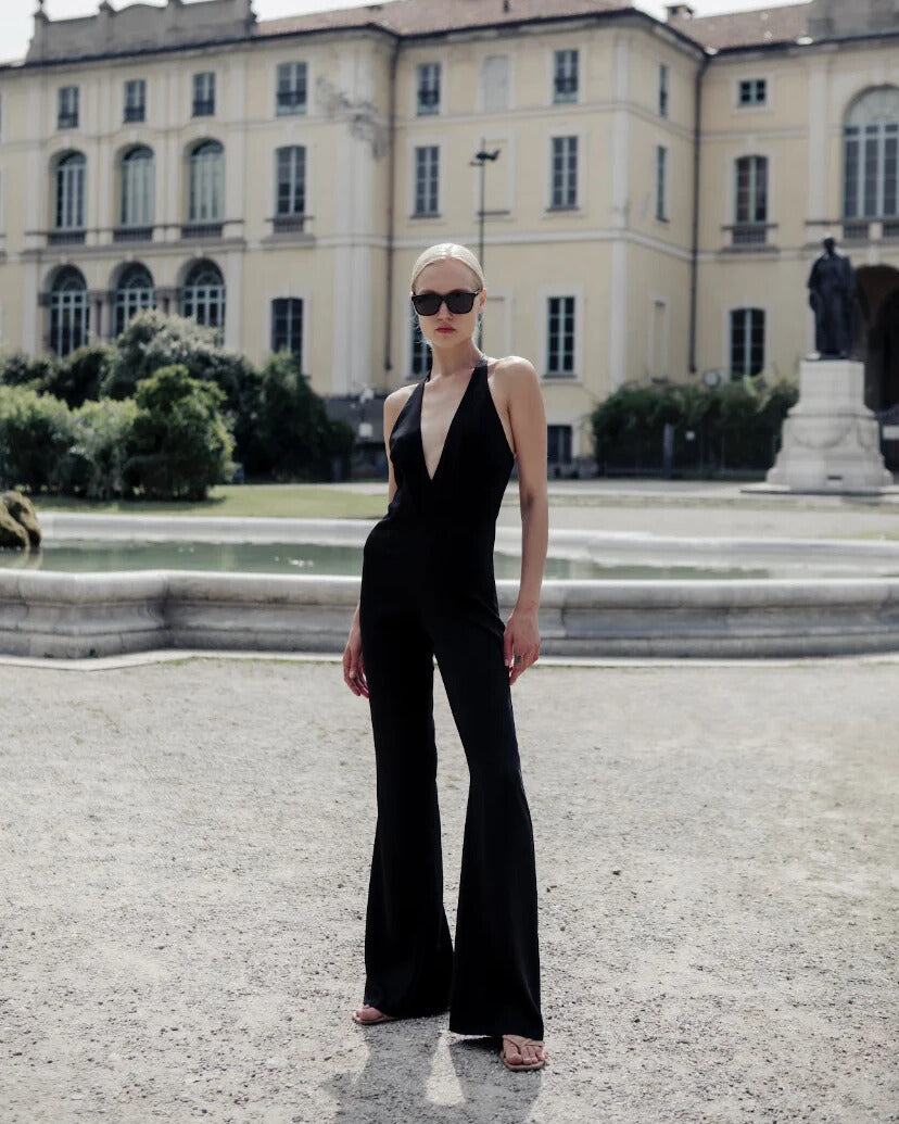 Black jumpsuit with an open back NOVITSKA