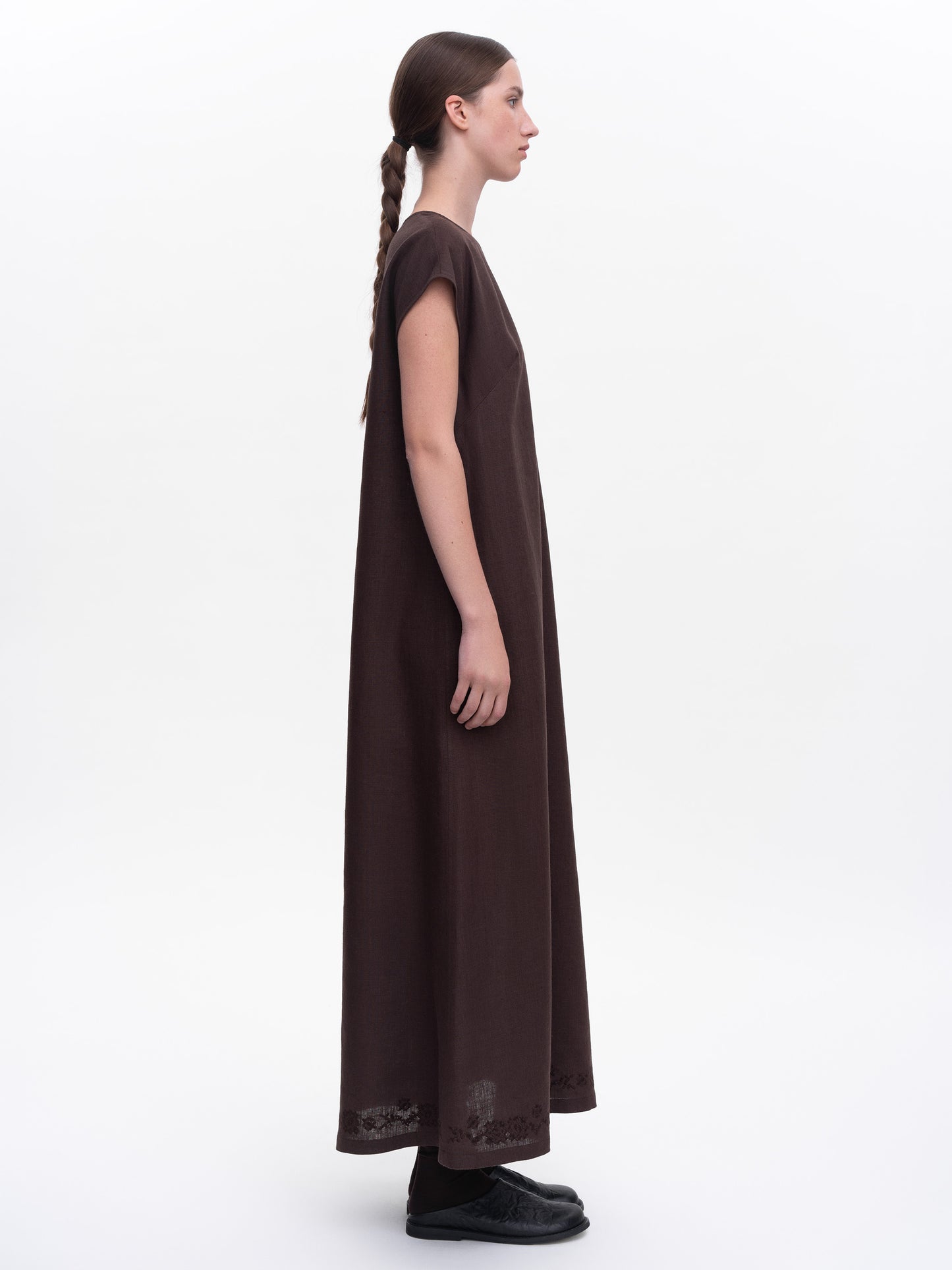 Brown embroidered dress Nevit ETNODIM