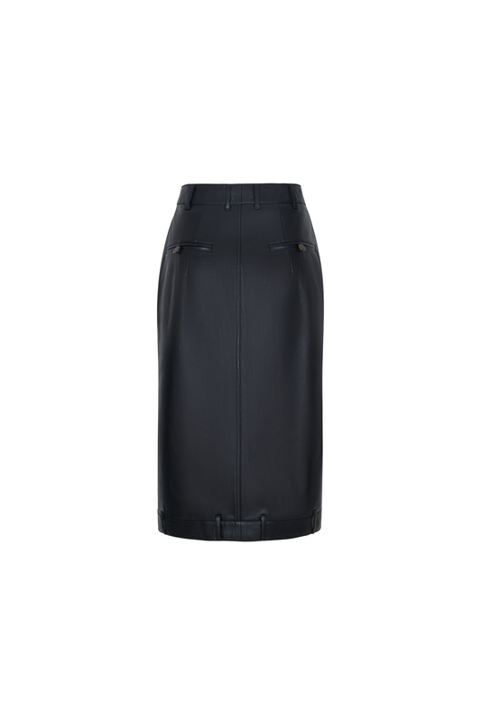 SKIRT #07 — Faux Leather Midi Skirt GUDU