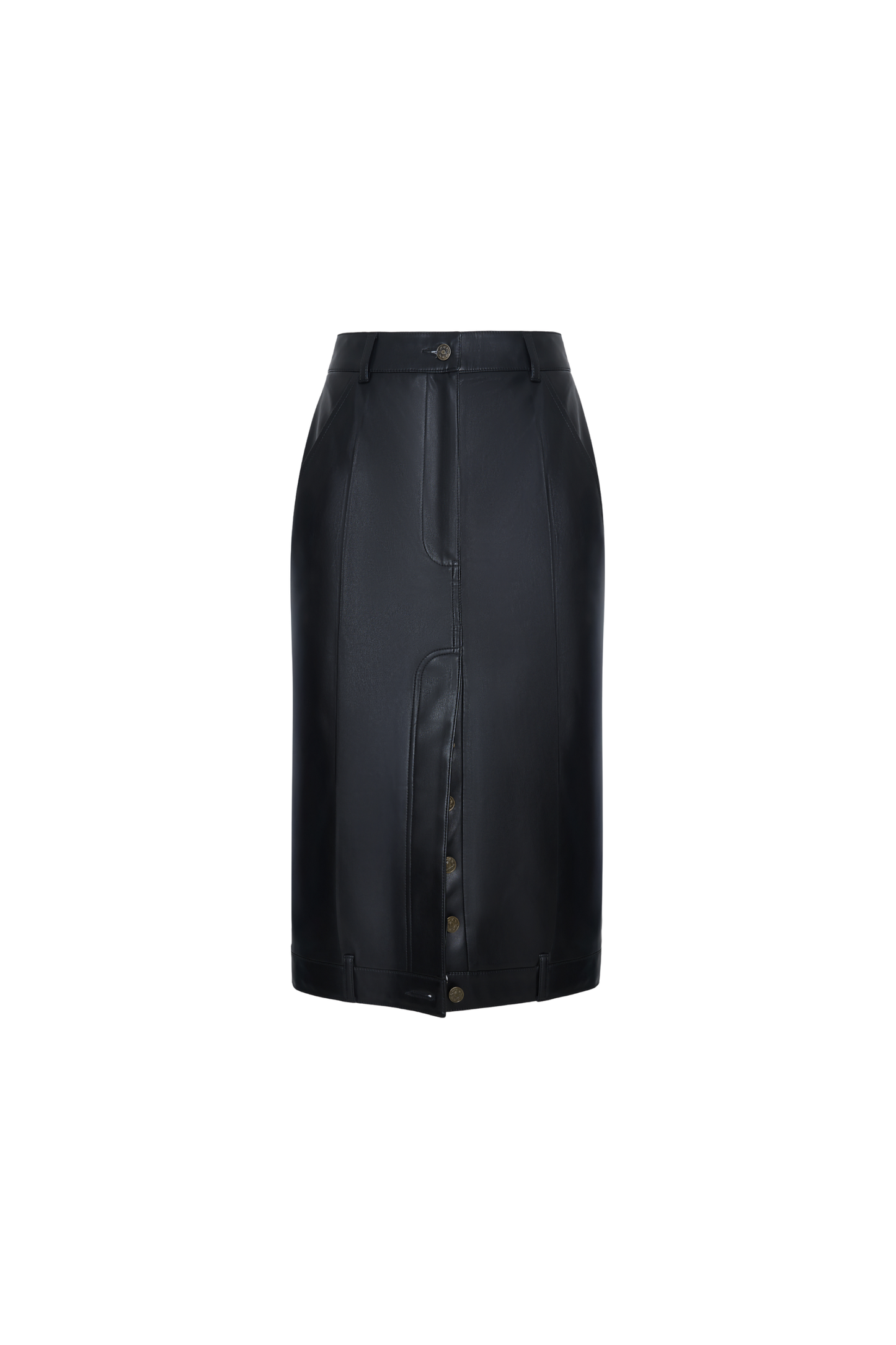 SKIRT #07 — Faux Leather Midi Skirt GUDU