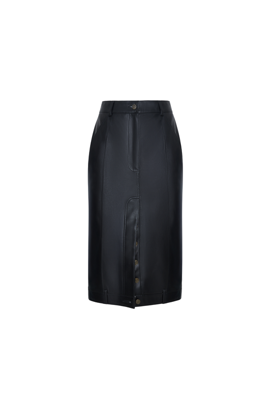 SKIRT #07 — Faux Leather Midi Skirt GUDU