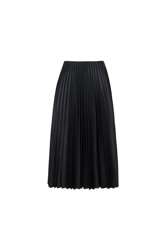 SKIRT #12 — Pleated Faux Leather Midi Skirt GUDU