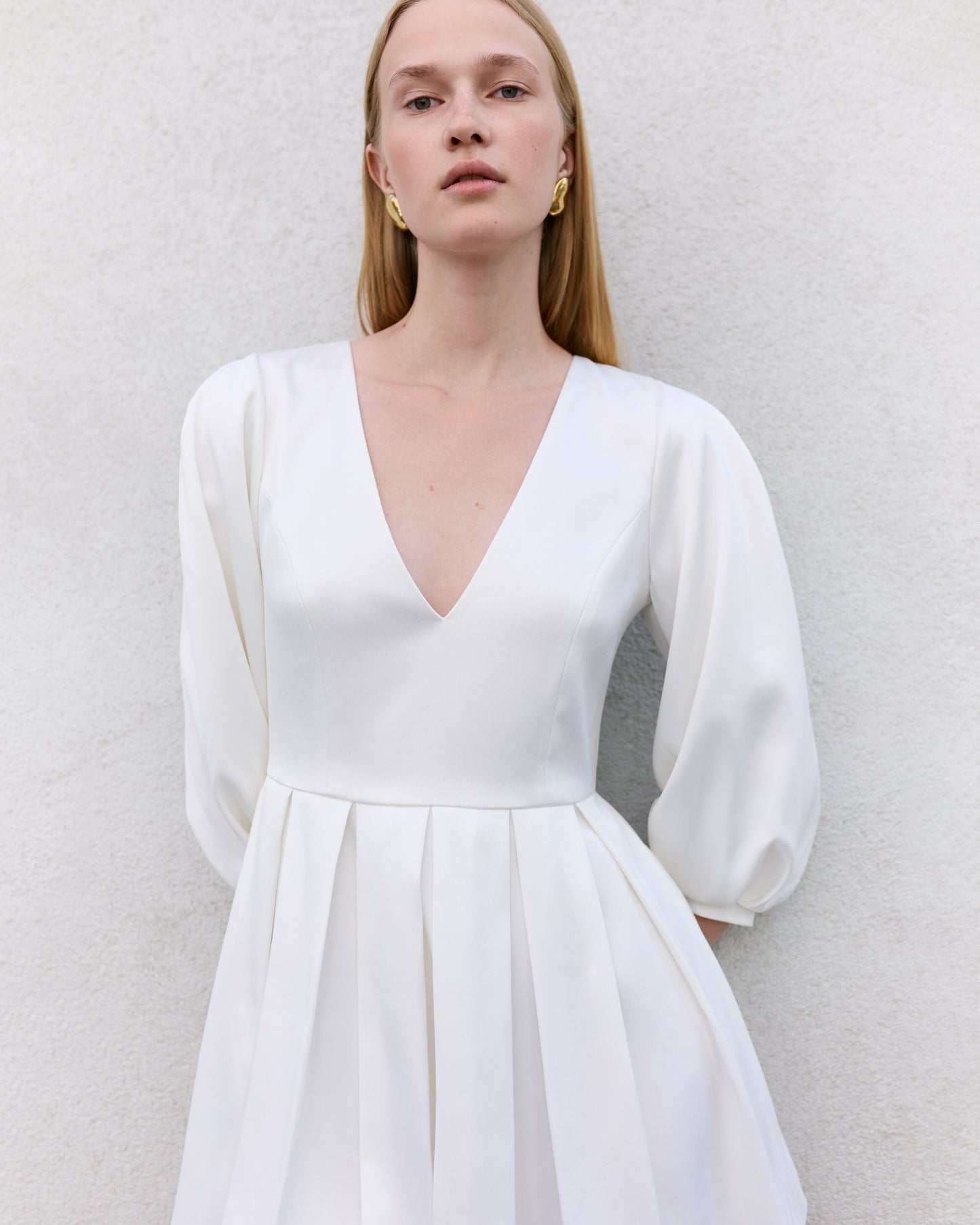 Ivory satin baby doll dress NOVITSKA