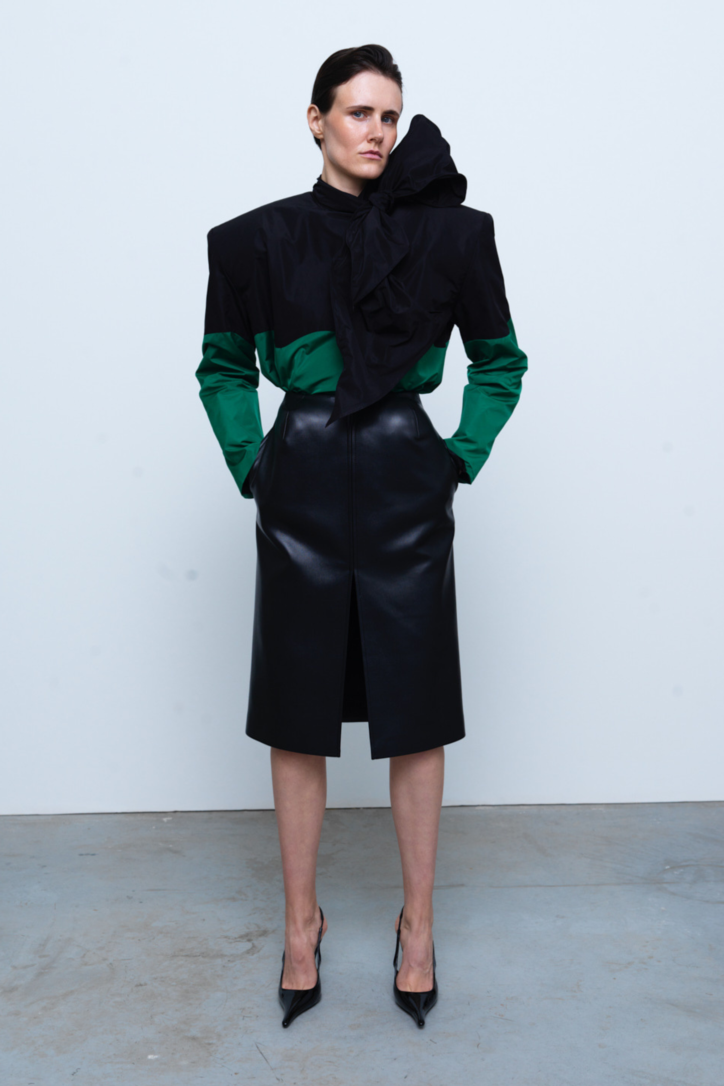 SKIRT #08 — Faux Leather Skirt with Hip Pads GUDU