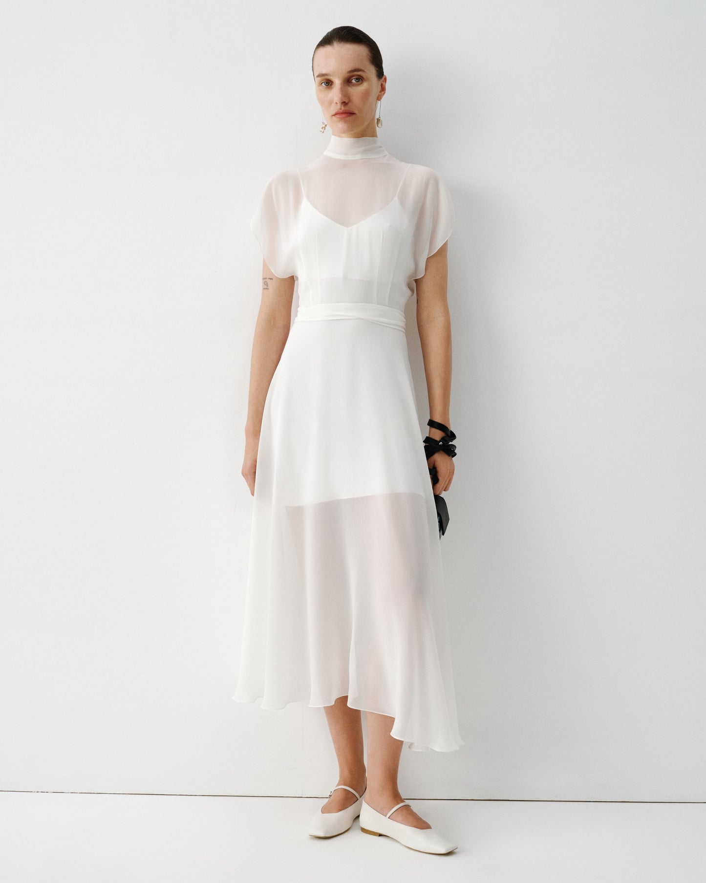 CHIFFON MIDI DRESS WITH BELT ELENA REVA