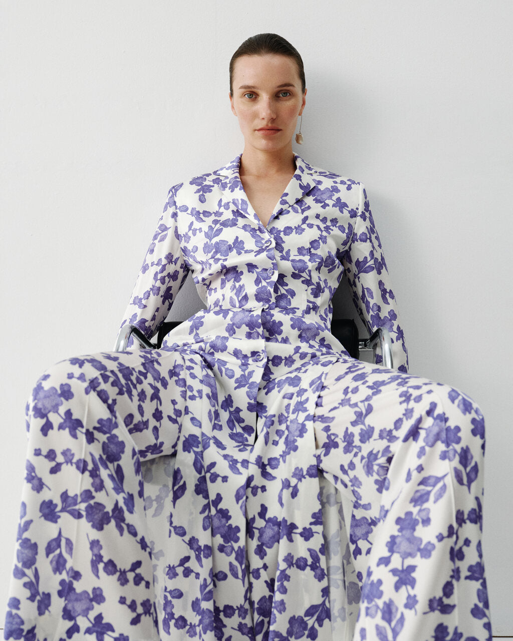 SILK PYJAMA TROUSERS WITH FLORAL PRINT ELENA REVA