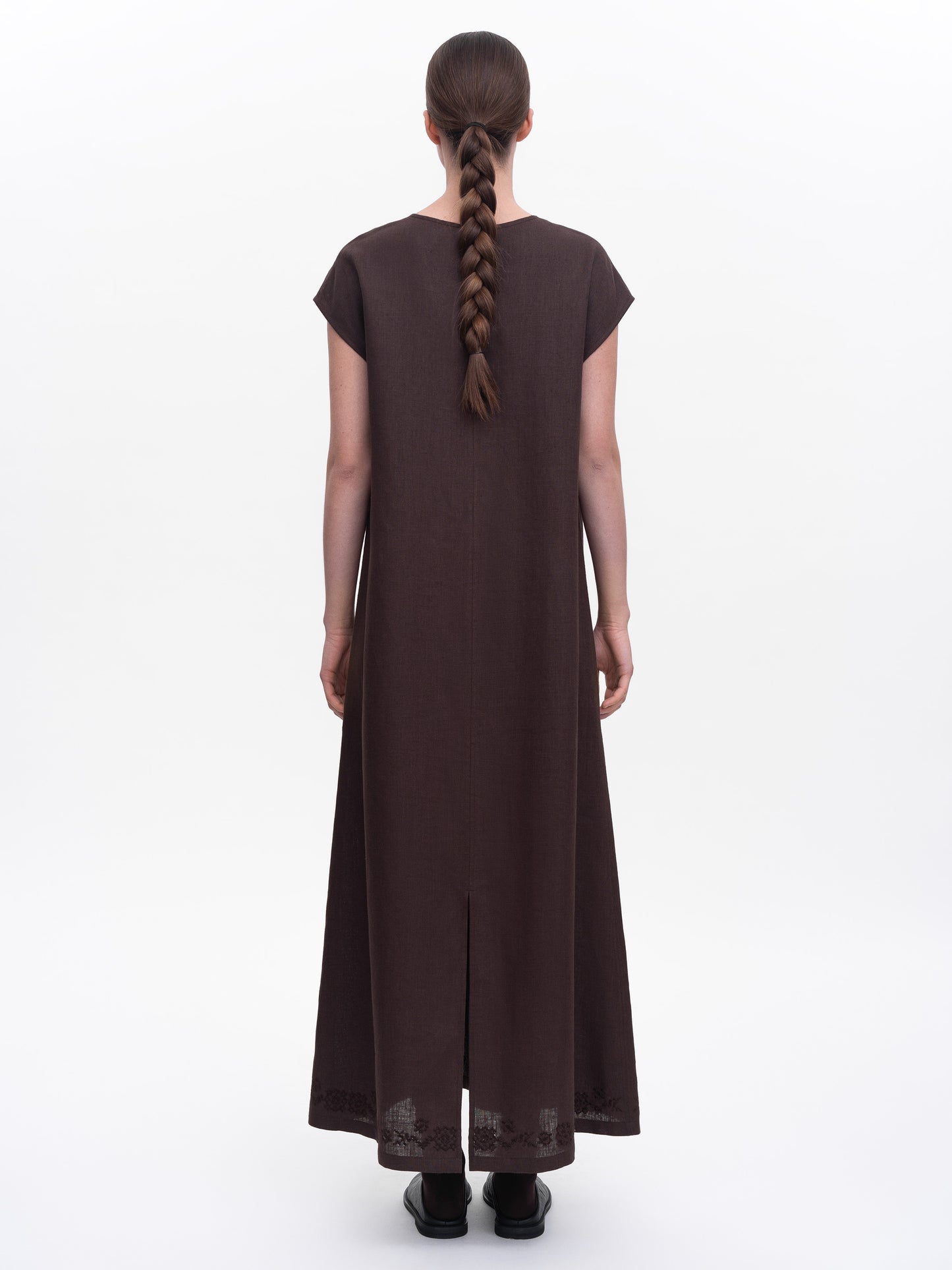 Brown embroidered dress Nevit ETNODIM