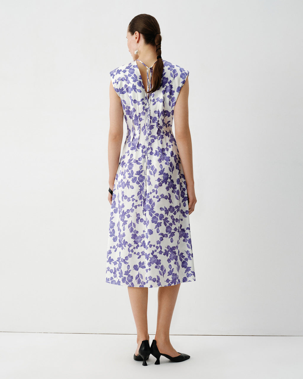 SILK MIDI DRESS WITH FLORAL PRINT ELENA REVA