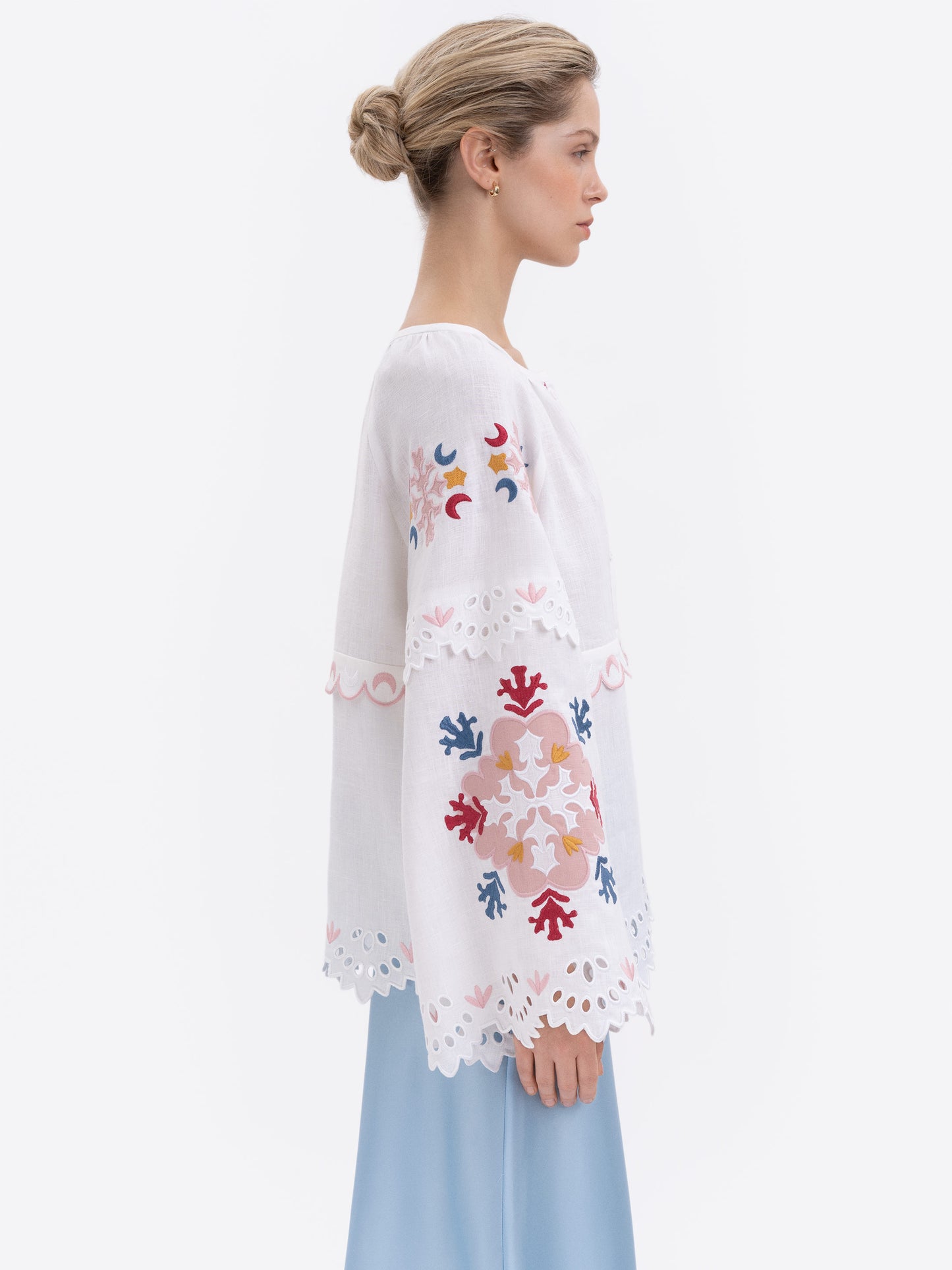 White embroidered linen blouse Horytsvit ETNODIM