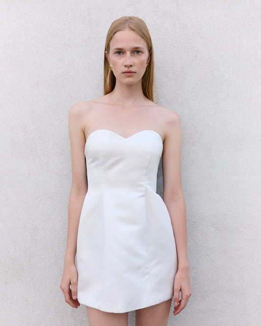 Satin mini dress with a silk bow NOVITSKA