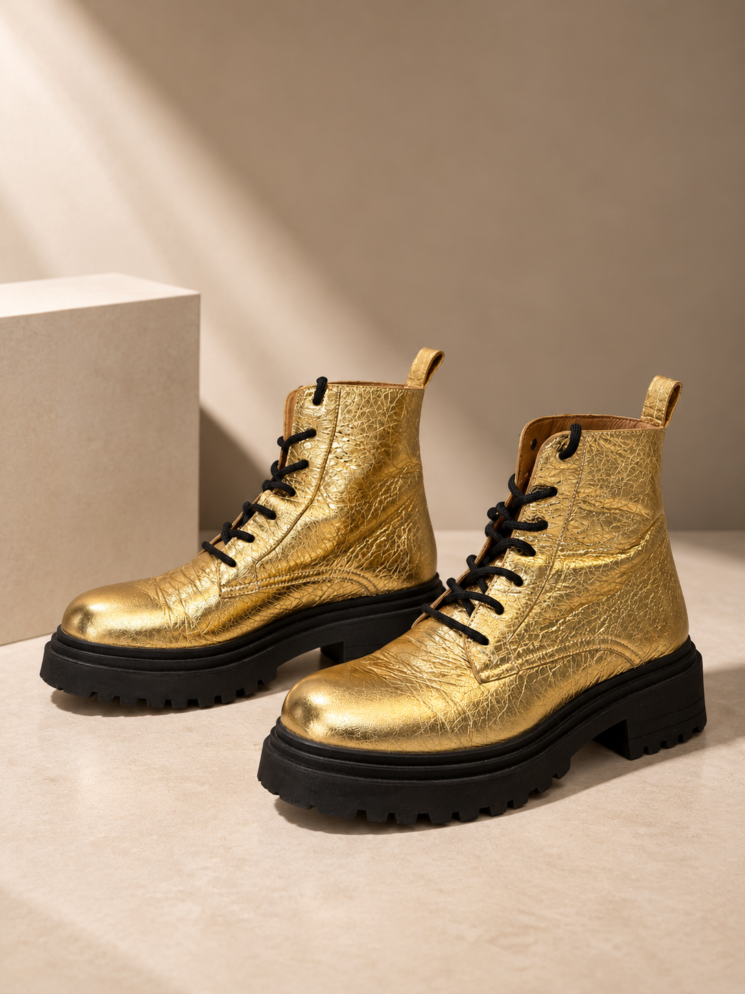 One-of-a-Kind Gold Platform Boots KACHOROVSKA (Pre-Owned)