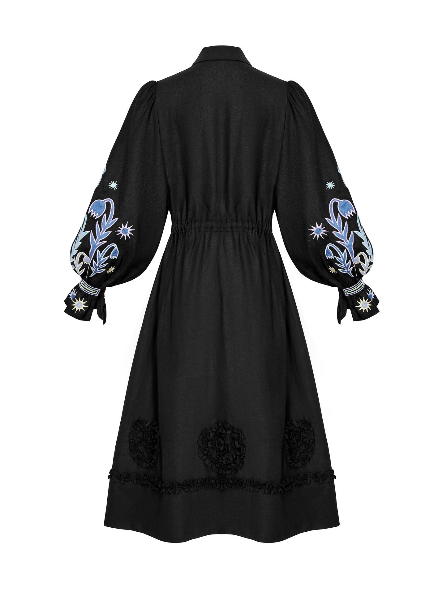Long embroidered black dress North ETNODIM