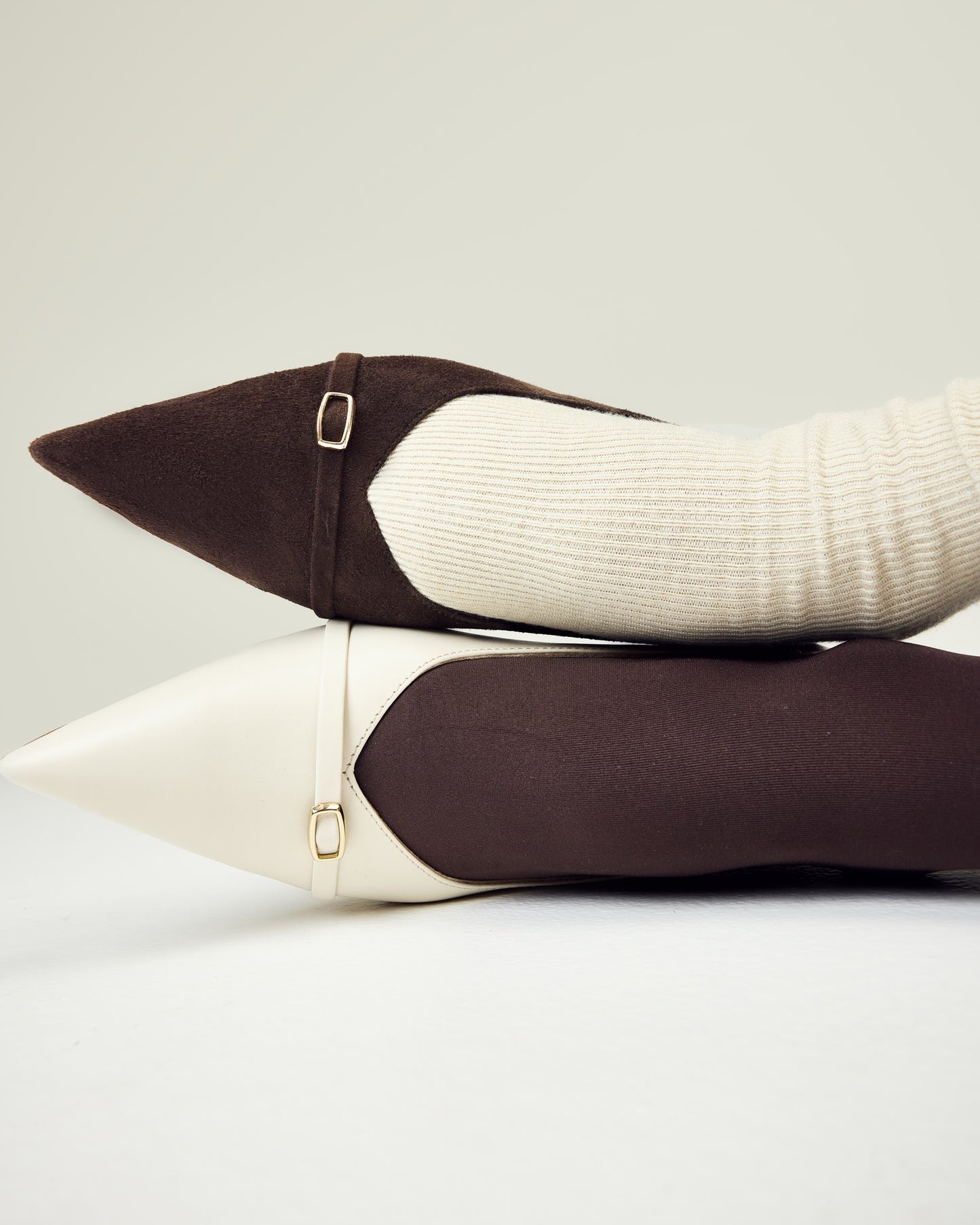 Alice milky ballet flats with a pointed toe LOOKIE ATELIER